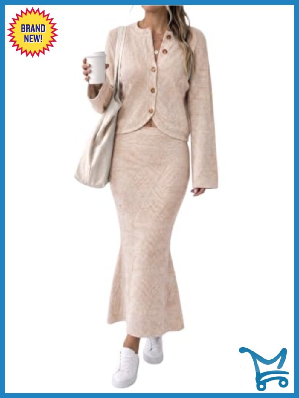 Womens 2 Piece Sweater Skirt Set Argyle Cardigan Knit Outfit